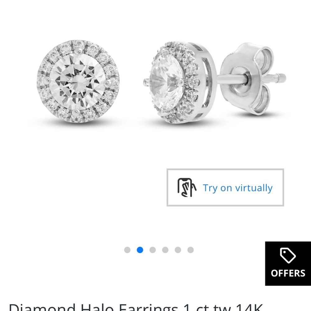 Diamond Halo Earrings 1 ct tw 14K white gold